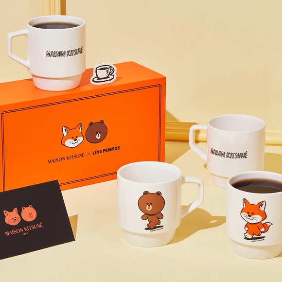 MAISON KITSUNE Other - Maison Kitsune Line Friends Ceramic Coffee Mug Set
